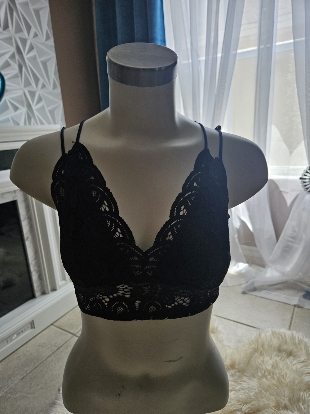 PINK Victoria's Secret Black Lace Bralette with Double Straps